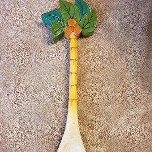 Clay Art Wooden Wood Salad Fork Server Palm Tree